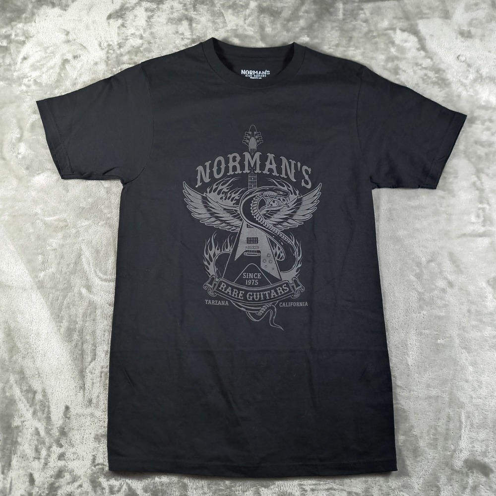 Normans Rare Guitars Shirt Mens‎ Small Black Tarzana California Music Rock New